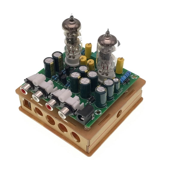 Newest 6J1 tube preamp amplifier board Pre-amp Headphone amp 6J1 valve preamp bile buffer diy kits(6J1 tube preamp amplifier board Transparent shell parts)