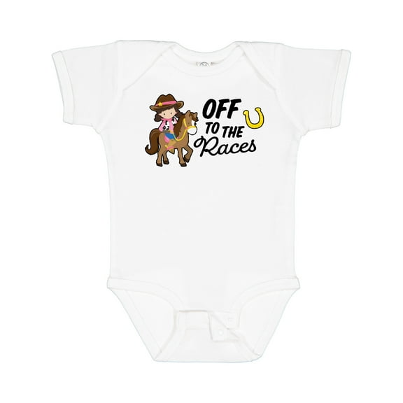 Inktastic Off to the Races with Cowgirl on Horse Girls Baby Bodysuit
