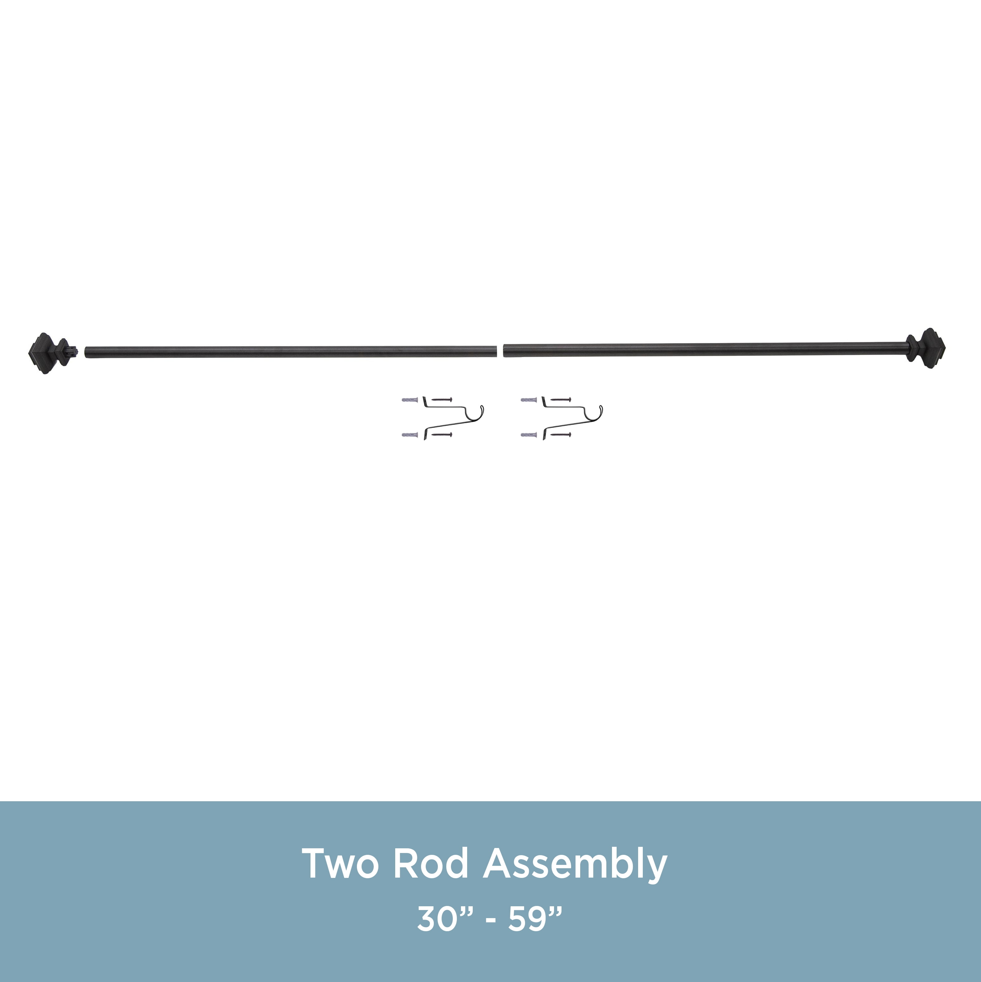 Kenney Byron 30-84" Value Decorative Steel Adjustable Curtain Rod, 1" Dia., Black