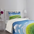 thumbnail image 5 of Ambesonne Rustic Home Quilted Bedspread Set 2 Pcs, Flower Field, Twin Size, Green Blue White, 5 of 6