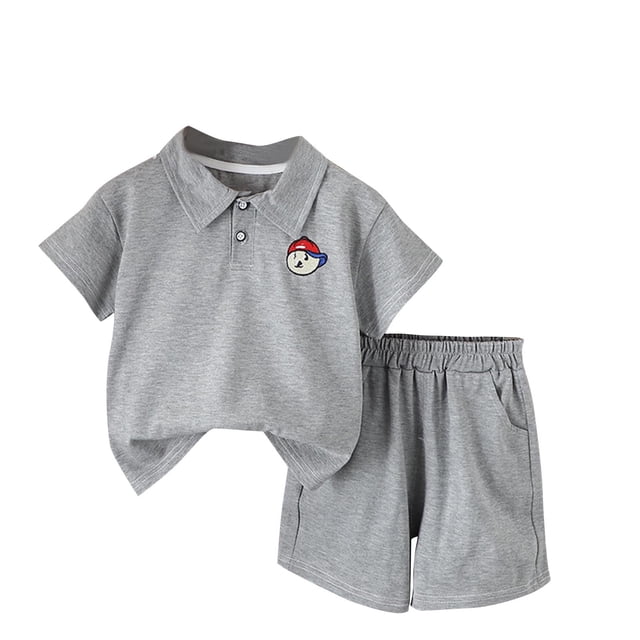 Odeerbi 1-7 Años Niño Niña Conjunto de Verano Camisa de Manga Corta de Algodón Pantalón Corto Conjunto de Dos Piezas Camisa Oso
