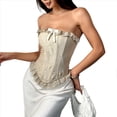 thumbnail image 1 of Tops Tipo Bustier para Mujer, Top de Encaje con Lazo y Moldeador de Cintura Albaricoque M, 1 of 10