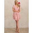 thumbnail image 3 of Made by Olivia Women's V Neck Flutter Sleeve Ruffled Chiffon Dress, 3 of 5