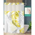 thumbnail image 2 of No Hook Shower Curtain with Snap in Liner, Abstract Geometric Yellow Willow Leaves Lines Hotel Shower Curtains for Bathroom, Washable Shower Curtain Liner Set with Mesh Top Window, 72”x78”, 2 of 6