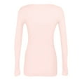 thumbnail image 4 of Fonma Womens Long Sleeve Stretch Crewneck Ribbed T-Shirt Fitted Casual Basic Tops Pink M, 4 of 5