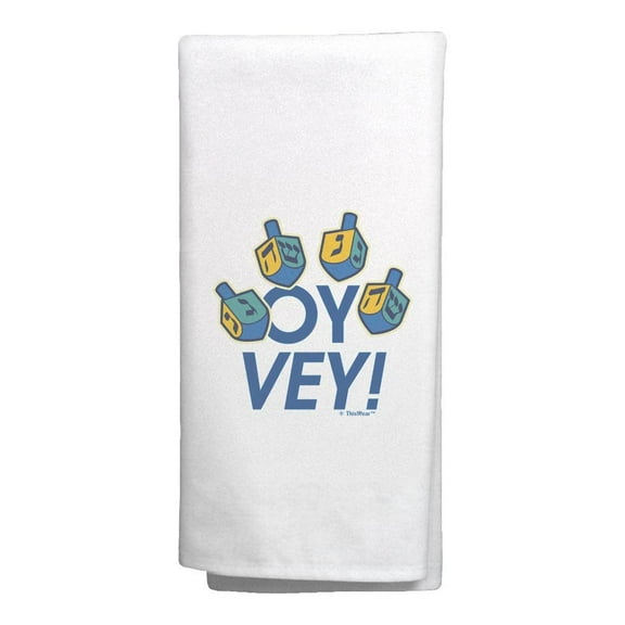 ThisWear Hanukkah Dreidel Oy Vey Hanukkah Dreidel Decorative Kitchen Towel White