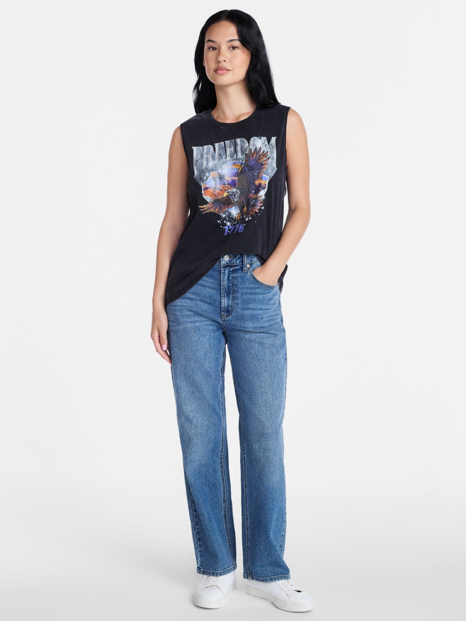 Americana Women's Freedom Eagle Graphic Muscle Tank Top from Way to Celebrate, Sizes S-XXXL