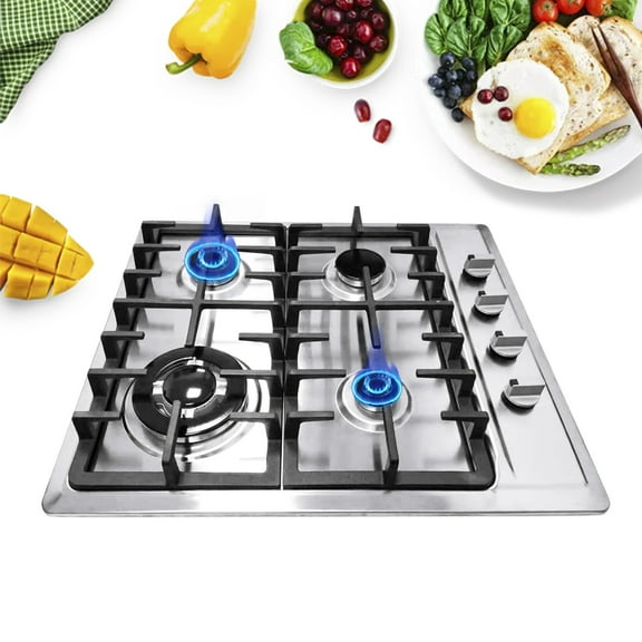 CNCEST 4 Burners Gas Stove Top Tempered Glass Stove NG/LPG 23"×20"