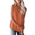 thumbnail image 2 of Camiseta de Tirantes Holgada Sin Mangas con Cuello en V y Encaje de Pestañas de Verano, Color Naranja, Talla XL, 2 of 9