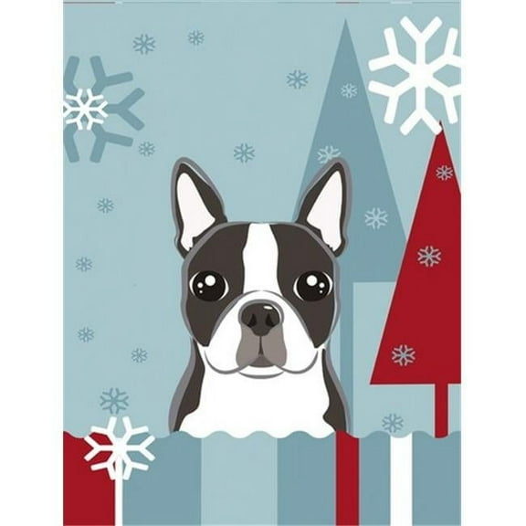 Winter Holiday Boston Terrier Flag Garden Size