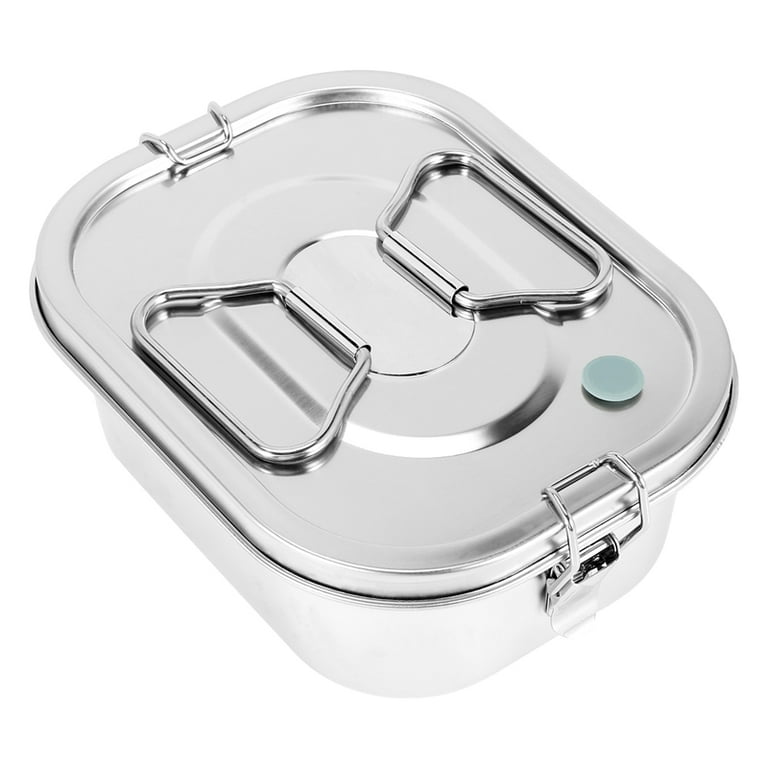 Stainless Steel Lunch Box Metal Bento Box Snack Food Container Outdoor Storage Box Lunch Box for Kids, Boy's, Size: One size, Silver