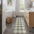 thumbnail image 4 of Lahome Decor 2'x6' Modern Checkered Kitchen Rugs, 2x6ft Non-Slip Washable Rugs, Farmhouse Hallway Rug for Entryway, Moroccan Neutral Soft Low Pile Carpet for Hallway Entry Front Door,Green, 4 of 10