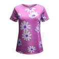 thumbnail image 4 of Dyegold Vintage Tees For Women Floral Print Short Sleeve Crewneck Tops Shirts Plus Size Retro Graphic Tshirts Casual Blouse, 4 of 5