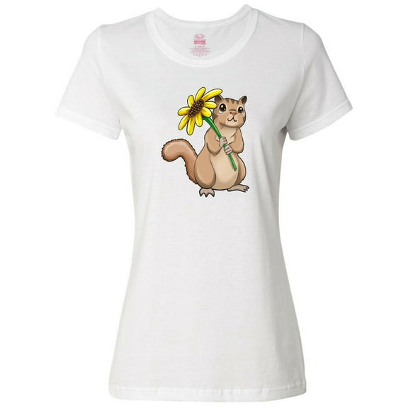 Inktastic Cute Chipmunk with Sunflower Women's T-Shirt