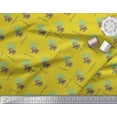 thumbnail image 2 of Soimoi Yellow polyester Crepe Fabric Bear & Text Print Sewing Fabric Yard 42 Inch Wide, 2 of 3