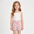 thumbnail image 5 of Girls Front Bow Pleated Printed Shorts Elastic Back Waist Multi Pattern Lightweight Loose Kids Summer Casual Shorts(Pink2,3-4 Years), 5 of 6