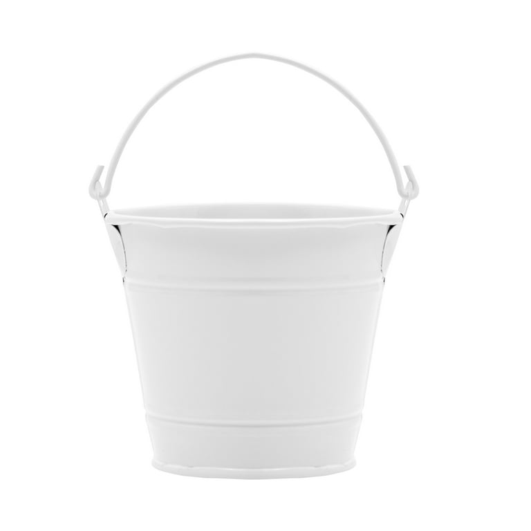White Metal Bucket 6.5 with 2 Handles - Quick Candles