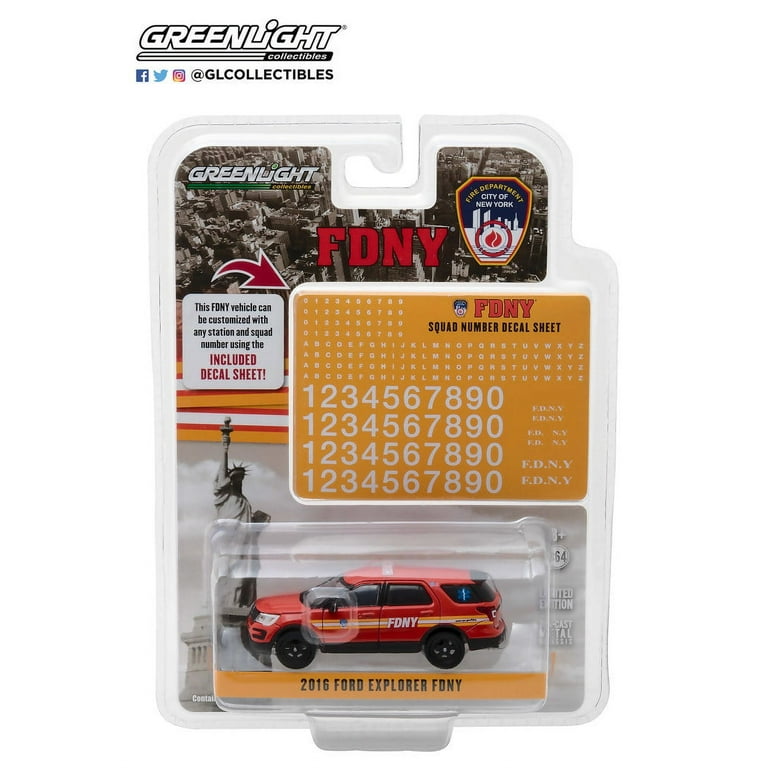 2016 Ford Explorer Fire FDNY with FDNY Squad Number Decal Sheet