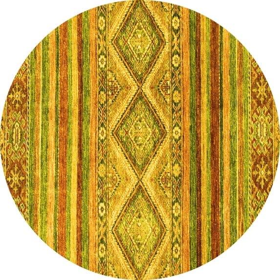 Ahgly Company Machine Washable Indoor Round Southwestern Yellow Country Area Rugs, 5' Round