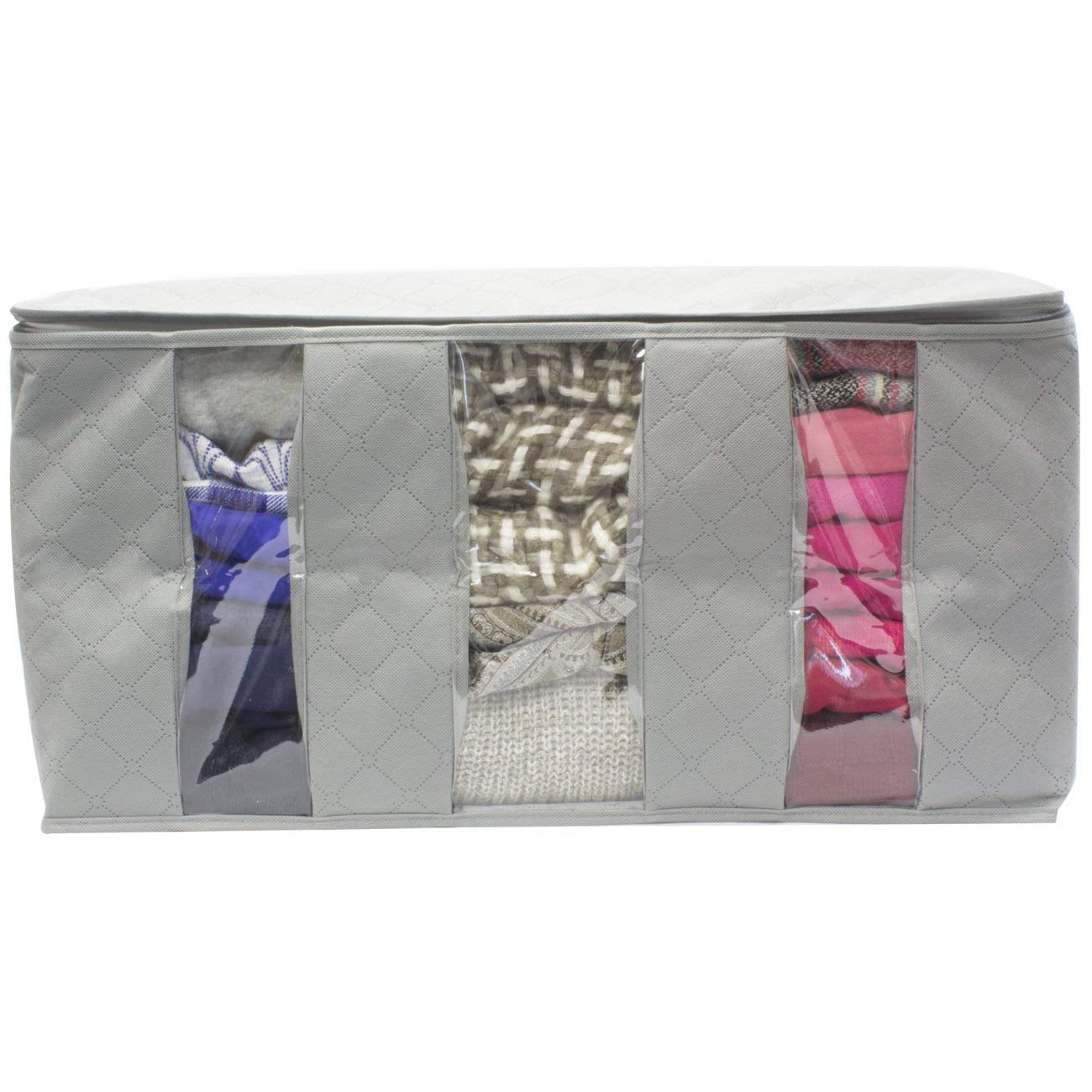 Sorbus Foldable Storage Bag Organizers, 3 Sections for Clothes, Blankets, Closets, Bedrooms