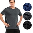 thumbnail image 2 of Men's Crew Neck Workout Shirts Dry Fit Moisture Short Sleeve Mesh Athletic T-Shirts For Gym Training Running Workout Jogging, 2 of 8