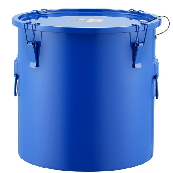VEVOR Fryer Grease Bucket, 8 Gal Oil Disposal Caddy Carbon Steel Fryer Oil Bucket with Rust-Proof Coating, Oil Transport Container with Lid, Lock Clips, Filter Bag for Hot Cooking Oil Filtering, Blue