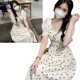 thumbnail image 5 of Vestido de manga abullonada, vestido de manga corta con estampado floral y mangas abullonadas, vestido con lazo en la espalda, uso práctico, 5 of 9