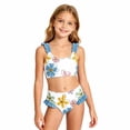thumbnail image 4 of JAJAHO Girls Bikini Set 2 Piece Swimsuits For Kids Summer Floral Printed Spaghetti Strap Ruffle Bathing Suit 3-7Y Versatile Beachwear, 4 of 7