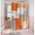 thumbnail image 4 of Orange Shower Curtain Abstract Aesthetic Burnt Orange Bathroom Shower Curtains Brush Marks Fabric Decor Shower Curtain Set, 4 of 6