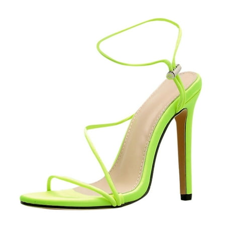 

NECHOLOGY Shoes Women High Heels Transparent Heel Pointed Fashion Sandals Thin Candy High Heels Boots for Women Wide Green 8