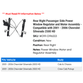 thumbnail image 2 of Rear Right Passenger Side Power Window Regulator and Motor Assembly - Compatible with 2001 - 2006 Chevy Silverado 2500 HD 2002 2003 2004 2005, 2 of 2