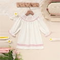 thumbnail image 2 of Zehjuhan Girls Casual Smocked Dress with Embroidered "BIG SISTER" Text and Lantern Sleeves for Spring and Fall White，18-24M, 2 of 10