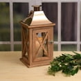 thumbnail image 3 of LumaBase Wooden Lantern with Battery Operated Candle with Amber Light - Natural with Copper Roof, 3 of 5