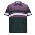 thumbnail image 2 of pstuiky camiseta de hombre, Blusa informal de manga corta con cuello vuelto y botones con costuras a rayas para hombre camisas casuales para hombre m, 2 of 5