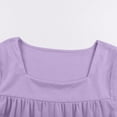 thumbnail image 4 of Miluxas Girls Shirts Short Sleeve Square Neck Summer Lace Openwork Pleated Tops Blouse Tunic Purple 5 Years, 4 of 8