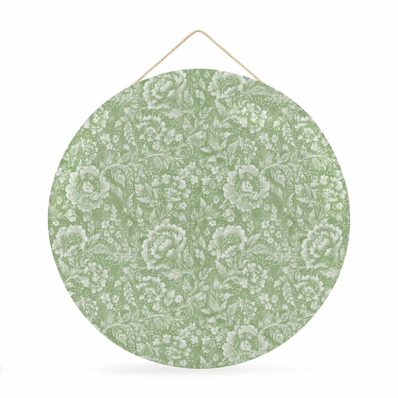 Welcome Sign for Front Door, Green Flowers Round Metal Wall Art Wreaths, Rustic Botanical Floral Leaf Patterned Outdoor Indoor Wall Hanging Sign for Porch Decor Housewarming Gifts 11.8 Inch