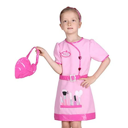 Familus Role Play Costume for Kids Dress Up Clothes for Girls- Beautician 6T Pink
