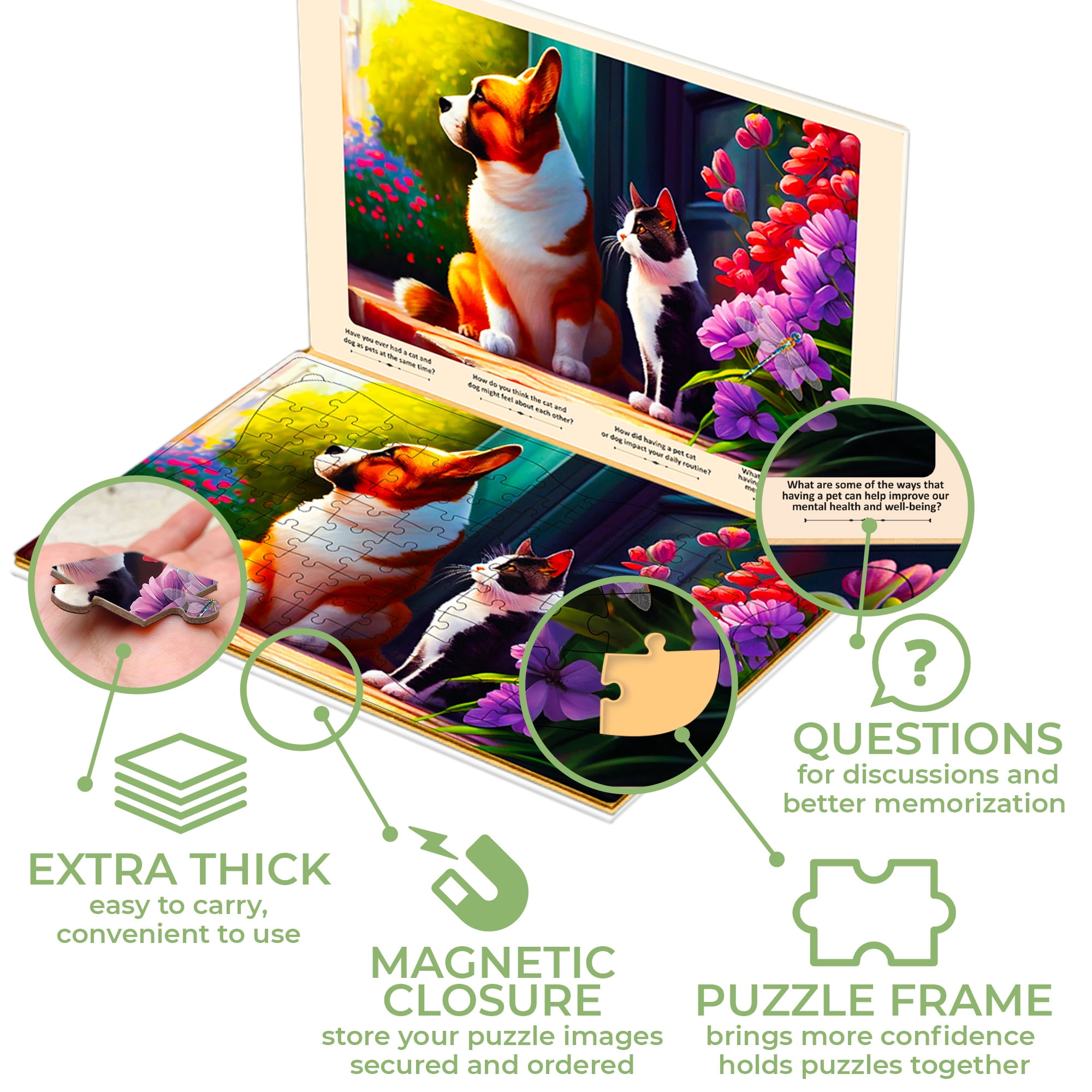 Quokka 100 Piece Dementia Puzzles for Seniors – 3 Set Large Piece Jigsaw Activities with Beavers, Cats and Dog