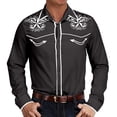 thumbnail image 2 of XDZJLR Men's Shirts Button Down Casual Fashion Western Style Print Loose Long Sleeved T Shirts for Men, 2 of 5