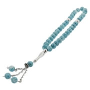 33 Turquoise Marble Glass Bead Tasbih Rosary Prayer Beads Bracelets With Metal