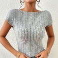 thumbnail image 6 of GigrtiJin Women Summer Short Sleeve Blouse Backless Round Neck Going out Tops Open Back Basic Solid Color Tee Shirts, 6 of 7