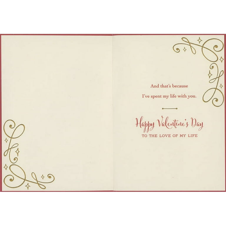 Designer Greetings For Everything There is a Season: 3D Tip On Heart Over  Thin Gold Foil Column and Vines Hand Decorated Valentine's Day Card 