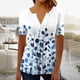 thumbnail image 1 of TaTaai Women's Casual Printed Top, Breathable Cotton, Relaxed Fit, Short Sleeve V-Neck, Button Ruching Detail, Pullover, Daily Holiday Outings Spring Summer Solid Hues Gift, 1 of 5