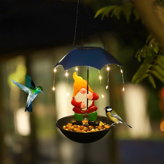 Tuvgenk Wild Bird Feeders Outdoor Hanging Solar Bird Feeder Regular Decorative Iron Colorful Yard 7 inch