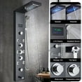 thumbnail image 3 of Black Shower Panel Rain Shower Panel Tower System LED Waterfall Shower Head System Massage Wall Mounted Shower Column with Body Jets 6 Functions Shower System with Tub Spout Bathroom, 3 of 11