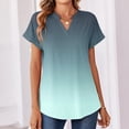 thumbnail image 4 of Qwertyu Summer Blouses for Women Summer Short Sleeve Work Shirts Dressy Casual V Neck Print Tops Cyan 2XL, 4 of 7