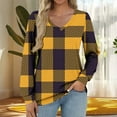 thumbnail image 2 of HAiming Womens Long Sleeve Plaid Shirt V Neck Pullover Casual Tops Blouse Fall Winter Trendy Clothes, 2 of 5