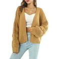 thumbnail image 3 of - Casual Oversized Sweaters Open Front Batwing Long Sleeve Chunky Knit Cardigan Outerwear Coats Wheat Yellow M, 3 of 10