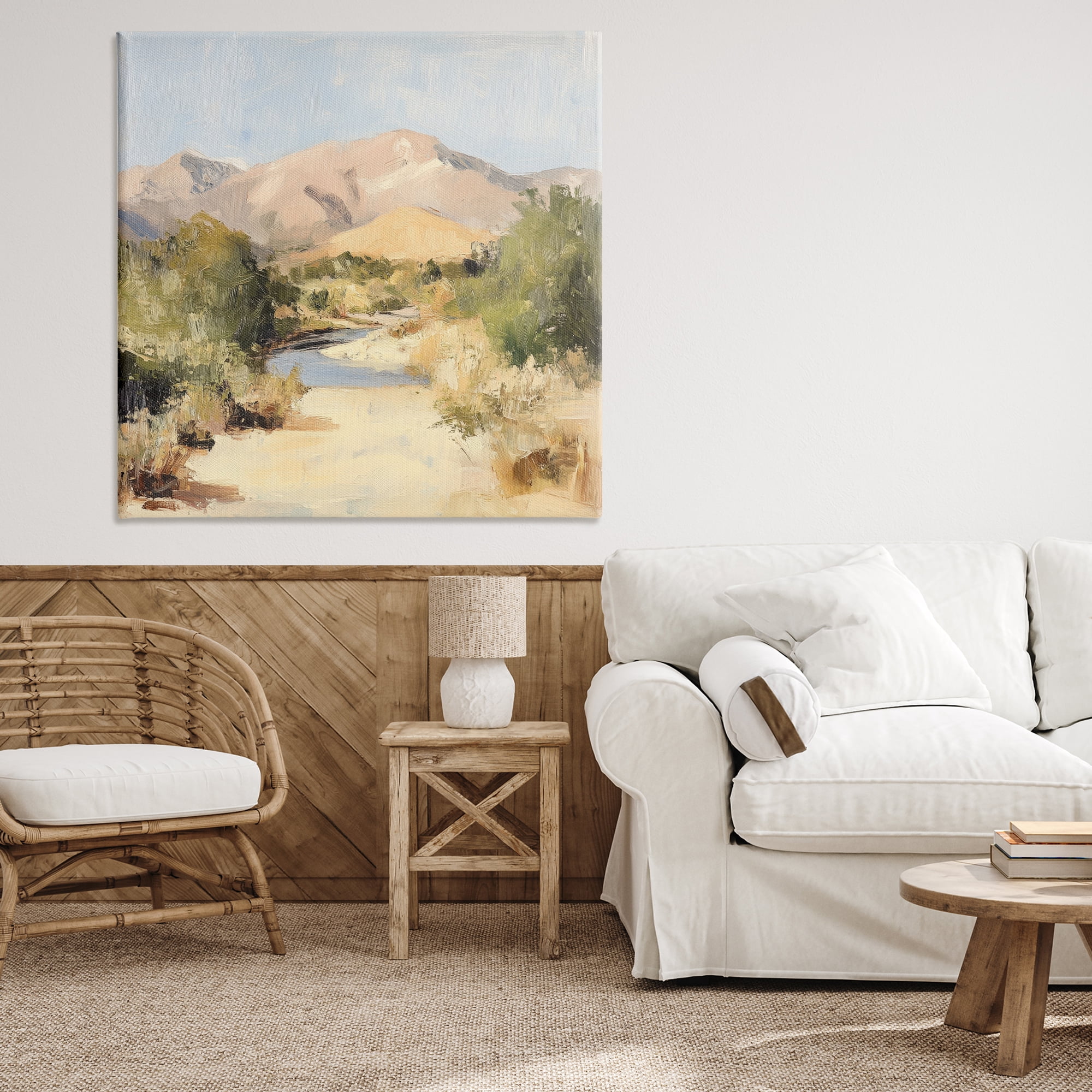 Stupell Industries Beige Desert Mountain Stream Canvas Wall Art, design by Petal Prints Design