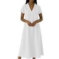 thumbnail image 4 of XiYing Robe Décontractée, Combinaison-Robe Décontractée à Manches Courtes pour Femme, Col en V Uni, Coupe Fluide Printemps/été, S-TTG,, 4 of 6